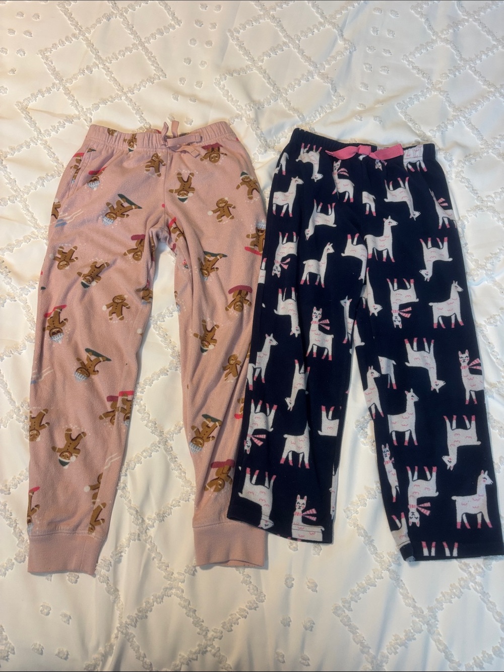 Old Navy Pink Gingerbread & Carter’s Navy Llama Kids Pajama Pants